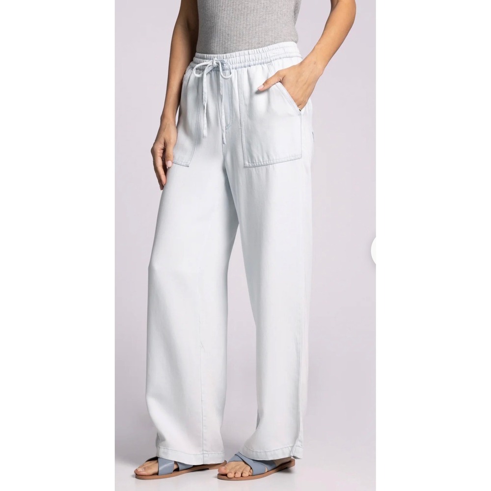 Thread & Supply‎ Pearla Wide Leg Pants Bailey Wash Tencel Lyocell Blue XL NWT